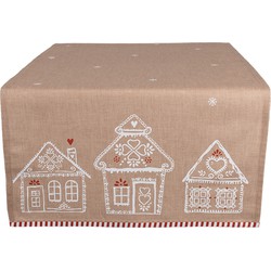 Clayre & Eef Tafelloper 50x140 cm Bruin Katoen Gingerbread house