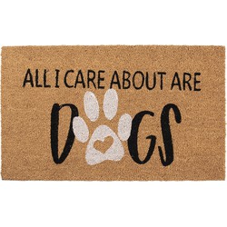 Clayre & Eef Deurmat  75x45 cm Bruin Zwart Kokosvezel Rubber Rechthoek Dogs Kokosmat