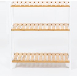 Decopatent® Schoenenrek voor 12 paar schoenen - Schoenen Rek bamboe hout met 3 etages - Opbergrek - badkamerrek - 60 x 25 x 66 Cm