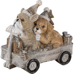 Clayre & Eef Beeld Hond Grijs Beige Polyresin