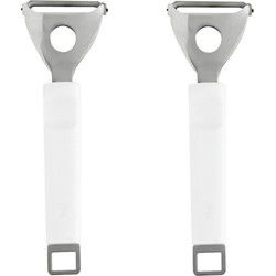 2x Stuks dunschiller/aardappelschilmesje wit van RVS 17 cm - Dunschillers