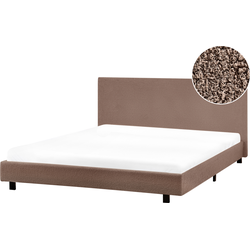 Beliani ALBI - Tweepersoonsbed-Bruin-Bouclé