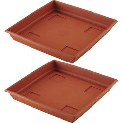 Bloempot Onderschaal - 2x - Terra Cotta - Kunststof - 35 cm - Plantenbakken