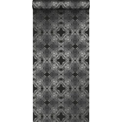 Origin Wallcoverings behang grafische vorm zwart en zilver - 53 cm x 10,05 m - 346221