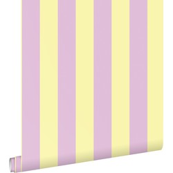 ESTAhome behang strepen pastel geel en lila paars - 50 x 900 cm - 139912