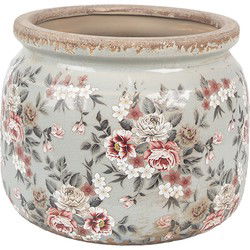 Clayre & Eef Bloempot Grijs Keramiek Bloemen