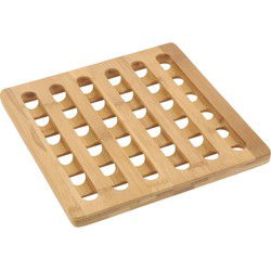 Pannenonderzetter - 4x - bamboe hout - L20 x B20 x H1 cm - hittebestendig - Panonderzetters