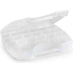 Plasticforte Opbergkoffertje/opbergdoos/sorteerbox - 13-vaks - kunststof - transparant - 25 x 21 x 4 cm - Opbergbox