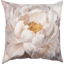 Clayre & Eef Kussenhoes  45x45 cm Wit Geel Polyester Bloemen Sierkussenhoes