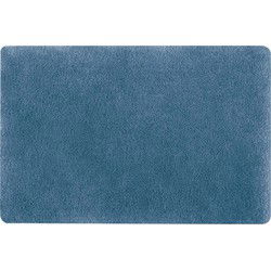 Spirella badkamer vloer kleedje/badmat tapijt - hoogpolig en luxe uitvoering - blauw - 40 x 60 cm - Microfiber - Badmatjes