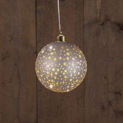 B.O.T. Ball Glass Matt Champagne With Stars 12 cm