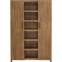 Wandkast Naturel Mangohout - 140x40x210cm - Tobi