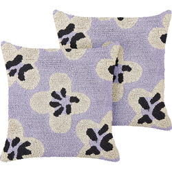 SOAPWORT - Set van 2 kussens - Paars - Katoen