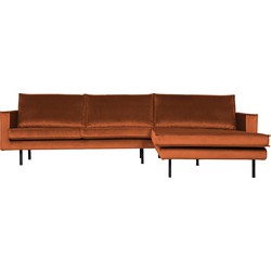 BePureHome Rodeo Chaise Longue Rechts - Velvet - Roest - 85x300x86/155