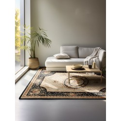 Klassiek vloerkleed - Herat Adraskan Zwart/Beige - 80 X 240 CM