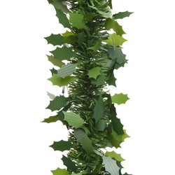 Groene kerstslinger met hulst bladeren 10 x 270 cm - Kerstslingers