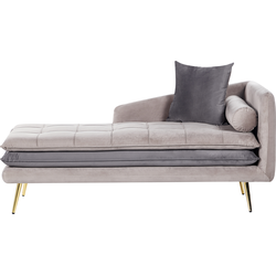 Beliani GONESSE - Chaise longue-Beige-Fluweel