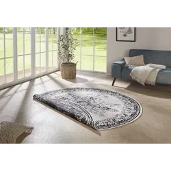 Rond Binnen- En Buitenkleed Omkeerbaar - Borbon Zwart/Crème - Ø 140 CM