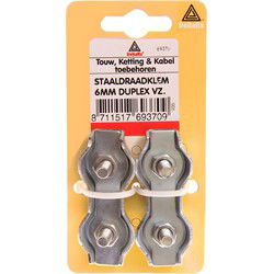 Staaldr.klem duplx verz 6mm 2s