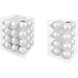 Decosy® Zilver Combi Kerstballen Glas 52 stuks - 36x 60mm en 16x 80mm