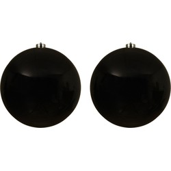 2x Grote raam/deur/kerstboom decoratie zwarte kerstballen 20 cm glans - Kerstbal