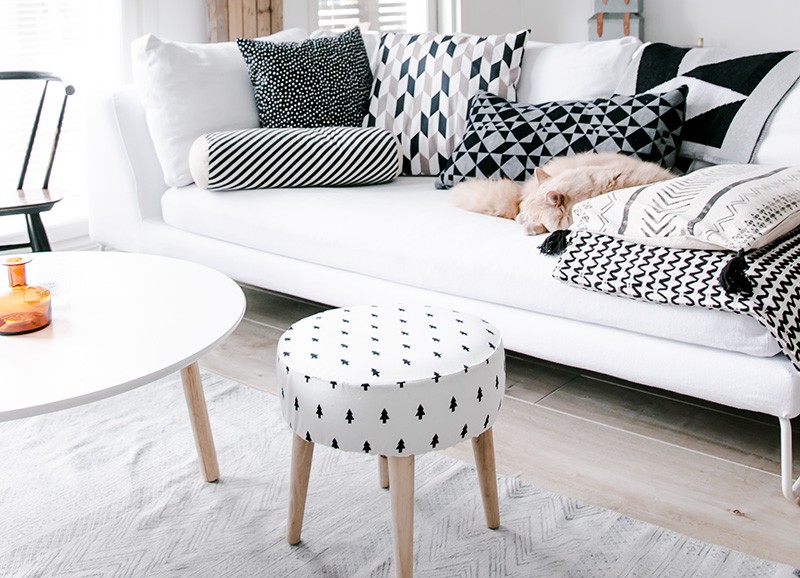 Wit Scandinavisch interieur met hout