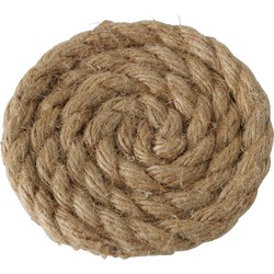 Deco by Boltze glazen onderzetters Rope - 4x - jute - naturel - 10 x 10 cm - opgerold touw stijl - Glazenonderzetters