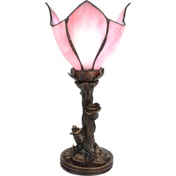 LumiLamp Tiffany Tafellamp  32 cm Roze Glas Tiffany Bureaulamp