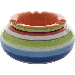 Stormasbak - rond - terras asbak - oranje - keramiek - 14 x 7 cm - Asbakken