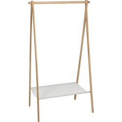 H&S Collection Kledingrek - met plank - bamboe- lichtbruin-wit - Kledingrekken