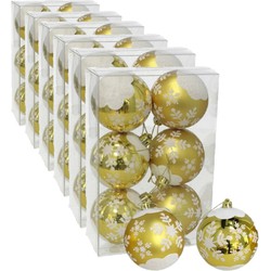 36x stuks gedecoreerde kerstballen goud kunststof 6 cm - Kerstbal