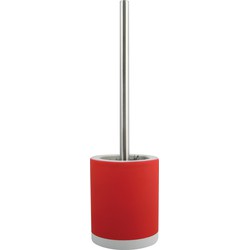 MSV Shine Toilet/wc-borstel houder - keramiek/metaal - rood - 38 cm - Toiletborstels