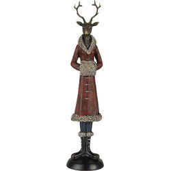 Clayre & Eef Beeld Hert 8x8x35 cm Rood Polyresin Woonaccessoires