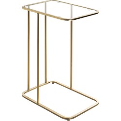 HakuShop - Glazen bijzettafel - Goudkleurig staal frame - Rechthoek - 45 x 30 x 65 cm