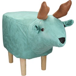 WOMO-DESIGN dierenkruk eland turkoois, 69x31x48 cm, gemaakt van imitatieleer