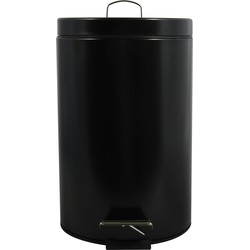 MSV Prullenbak/pedaalemmer - metaal - zwart - 12 liter - 25 x 40 cm - Medium-size - Pedaalemmers