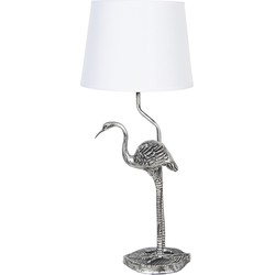 Clayre & Eef Tafellamp  Ø 25x58 cm  Zilverkleurig Kunststof Rond Bureaulamp