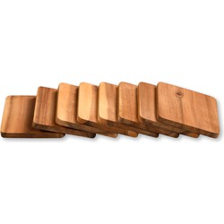 Kesper onderzetters voor glazen - 8x - luxe acacia hout - 10 x 8 cm - Glazenonderzetters