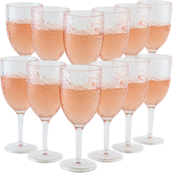 OTIX Kunststof Wijnglazen - set van 12 stuks - 400 ml - Gehamerd Kunststof