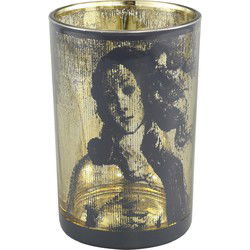 PTMD Rido Rond Windlicht Vrouw - H18 x Ø12 cm - Glas - Zwart