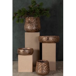 PTMD Bloempot Burt - 34x34x32 cm - Aluminium - Koper - Set van 2