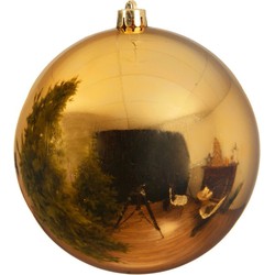 5x Grote raam/deur/kerstboom decoratie gouden kerstballen 14 cm glans - Kerstbal