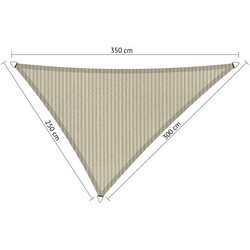 Compleet pakket: Shadow Comfort driehoek 2,5x3x3,5m Sahara sand met bevestigingsset en buitendoekreiniger