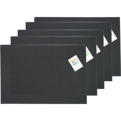 Placemats Hampton - 10x - zwart - PVC - 30 x 45 cm - Placemats