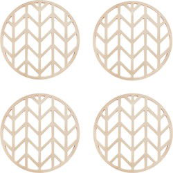 Krumble Pannenonderzetter met pijlen patroon - Beige - Set van 4