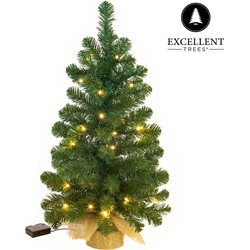 Mini Kerstboom Excellent Trees® LED Jarbo 75 cm met verlichting - Luxe uitvoering - Hoogwaardig PVC Materiaal met 55 Lampjes - Groen