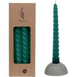 Twisted candles set 4 st, petrol