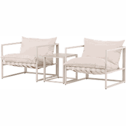 Ebba tuin loungeset beige 3 delig – twee stoelen en een salontafel - met zitkussens