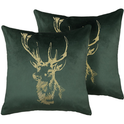 BLITZEN - Sierkussen set van 2 - Donkergroen - 45 x 45 cm - Fluweel