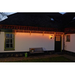 Gordijnverlichting 1000l 500x50cm led classic warm 100 streng 5m aanloopsnoer 31v/ip44 trafo aan / 8/16u timer / uit / dimmer